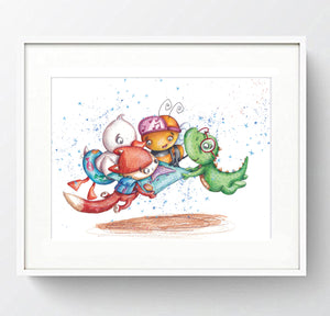 "Friends Together" Signed Print by Illustrator Jo de Ruiter