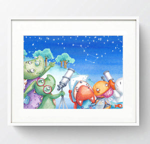 "Star Gazing" Signed Print by Illustrator Jo de Ruiter